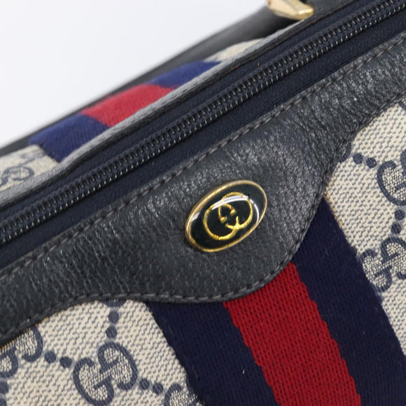 GUCCI GG Canvas Sherry Line Hand Bag Navy Gold 39 012 3841 Auth ep16475