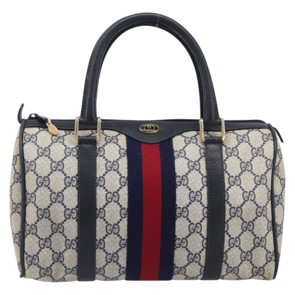 GUCCI GG Canvas Sherry Line Hand Bag Navy Gold 39 012 3841 Auth ep16475