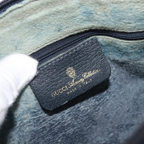 GUCCI GG Canvas Sherry Line Hand Bag Navy Gold 39 012 3841 Auth ep16475