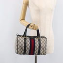 GUCCI GG Canvas Sherry Line Hand Bag Navy Gold 39 012 3841 Auth ep16475-27
