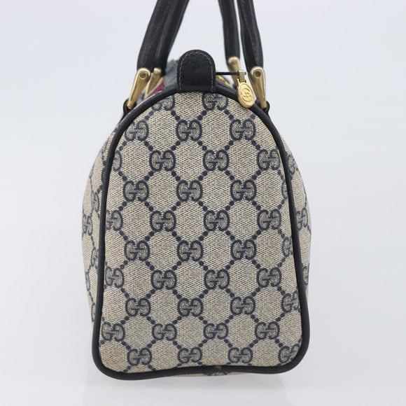 GUCCI GG Canvas Sherry Line Hand Bag Navy Gold 39 012 3841 Auth ep16475