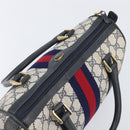 GUCCI GG Canvas Sherry Line Hand Bag Navy Gold 39 012 3841 Auth ep16475-6