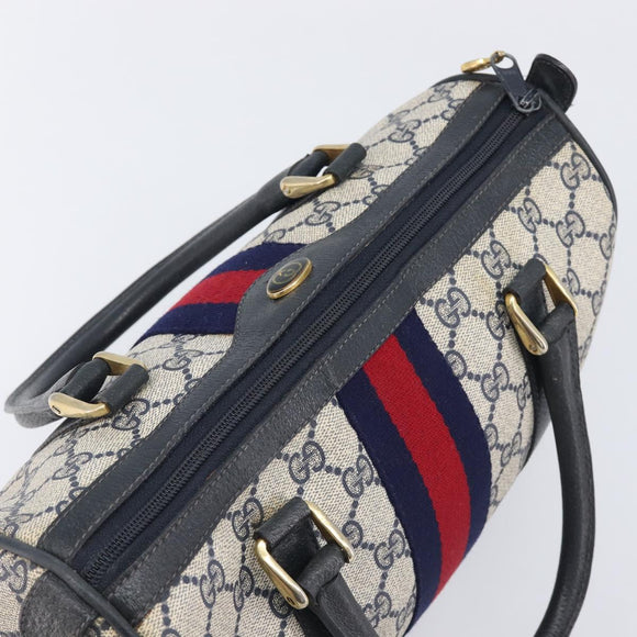 GUCCI GG Canvas Sherry Line Hand Bag Navy Gold 39 012 3841 Auth ep16475