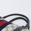 GUCCI GG Canvas Sherry Line Hand Bag Navy Gold 39 012 3841 Auth ep16475-8