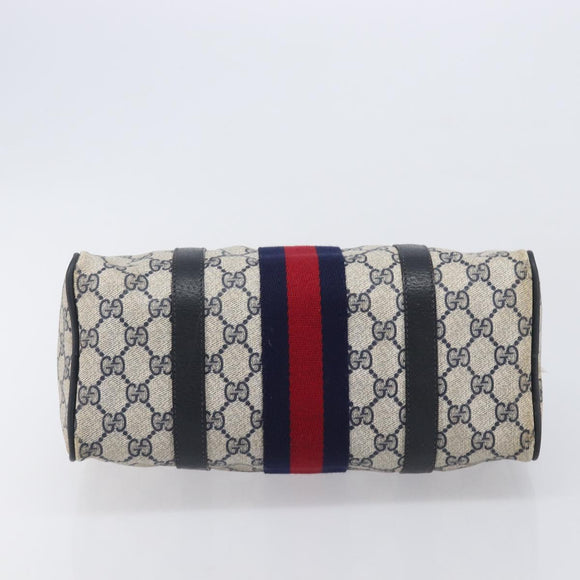 GUCCI GG Canvas Sherry Line Hand Bag Navy Gold 39 012 3841 Auth ep16475