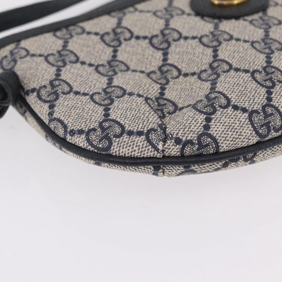 GUCCI GG Supreme Shoulder Bag PVC Navy Gold 378 02 020 Auth ep16478