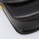 CELINE Shoulder Bag Leather Dark Brown Gold Auth ep16480-16