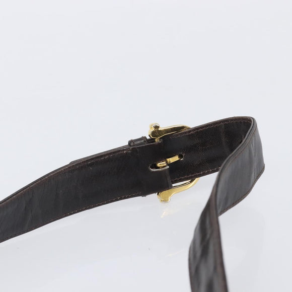 CELINE Shoulder Bag Leather Dark Brown Gold Auth ep16480