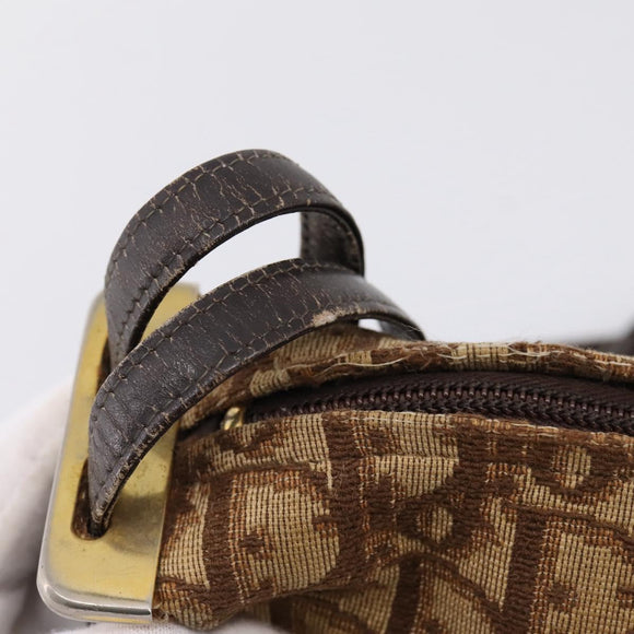 Christian Dior Trotter Canvas Shoulder Bag Beige Gold Auth ep16482
