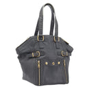 Saint Laurent Rive Gauche Downtown Tote Bag Leather Gray Gold Auth ep16483-1