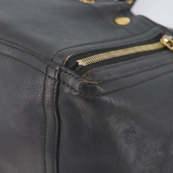 Saint Laurent Rive Gauche Downtown Tote Bag Leather Gray Gold Auth ep16483