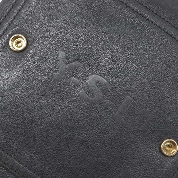 Saint Laurent Rive Gauche Downtown Tote Bag Leather Gray Gold Auth ep16483