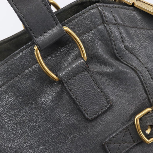 Saint Laurent Rive Gauche Downtown Tote Bag Leather Gray Gold Auth ep16483