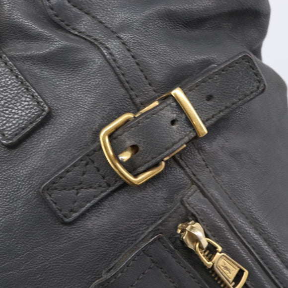 Saint Laurent Rive Gauche Downtown Tote Bag Leather Gray Gold Auth ep16483