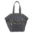 Saint Laurent Rive Gauche Downtown Tote Bag Leather Gray Gold Auth ep16483-13