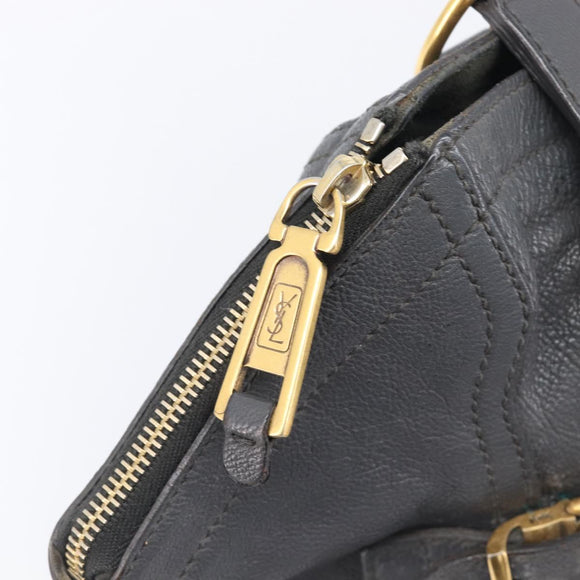 Saint Laurent Rive Gauche Downtown Tote Bag Leather Gray Gold Auth ep16483