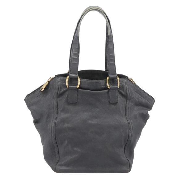 Saint Laurent Rive Gauche Downtown Tote Bag Leather Gray Gold Auth ep16483