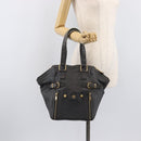 Saint Laurent Rive Gauche Downtown Tote Bag Leather Gray Gold Auth ep16483-33