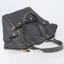 Saint Laurent Rive Gauche Downtown Tote Bag Leather Gray Gold Auth ep16483-6