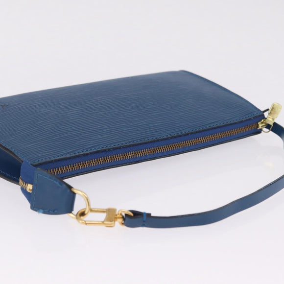 LOUIS VUITTON Epi Pochette Accessoires Pouch Blue M52985 LV Auth ep16484V