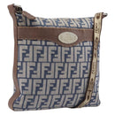 FENDI Zucca Canvas Celeria Shoulder Bag Blue Silver Auth ep16488-1
