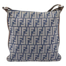 FENDI Zucca Canvas Celeria Shoulder Bag Blue Silver Auth ep16488-2