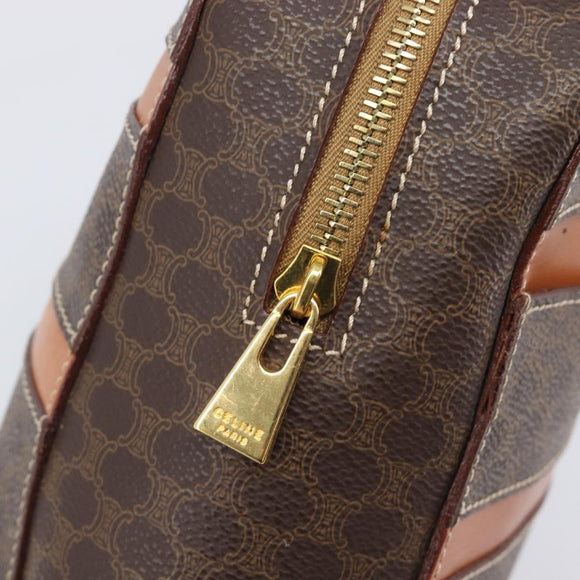 CELINE Macadam Canvas Hand Bag PVC Leather Brown Gold Auth ep16490