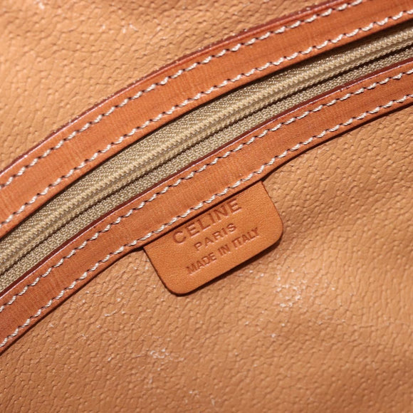 CELINE Macadam Canvas Hand Bag PVC Leather Brown Gold Auth ep16490
