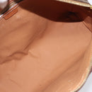 CELINE Macadam Canvas Hand Bag PVC Leather Brown Gold Auth ep16490-10