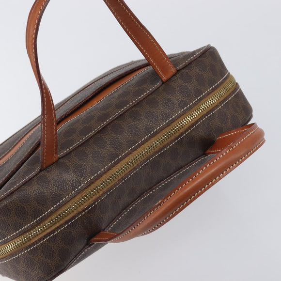 CELINE Macadam Canvas Hand Bag PVC Leather Brown Gold Auth ep16490