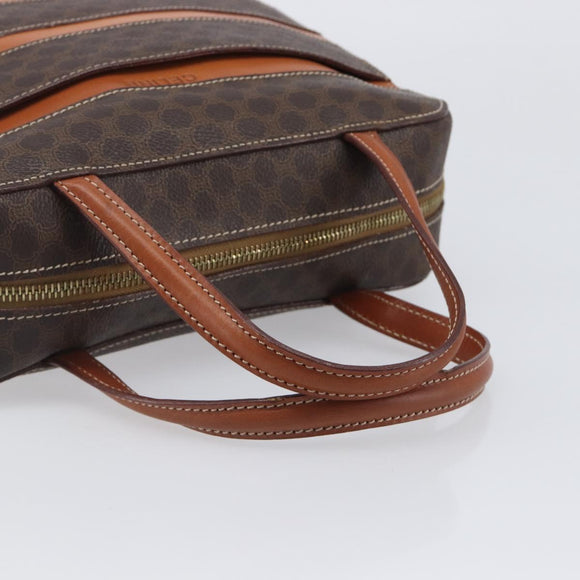 CELINE Macadam Canvas Hand Bag PVC Leather Brown Gold Auth ep16490