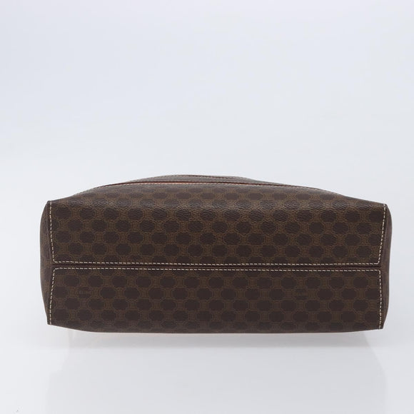 CELINE Macadam Canvas Hand Bag PVC Leather Brown Gold Auth ep16490
