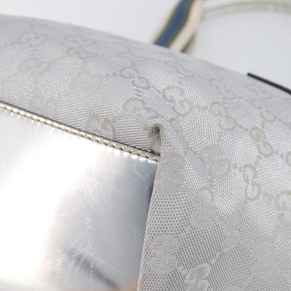GUCCI GG Canvas Web Sherry Line Hand Bag Silver 131228 Auth ep16492