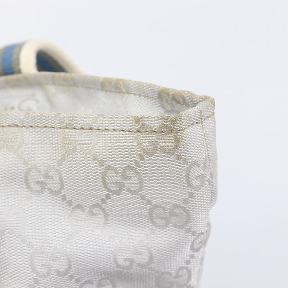 GUCCI GG Canvas Web Sherry Line Hand Bag Silver 131228 Auth ep16492