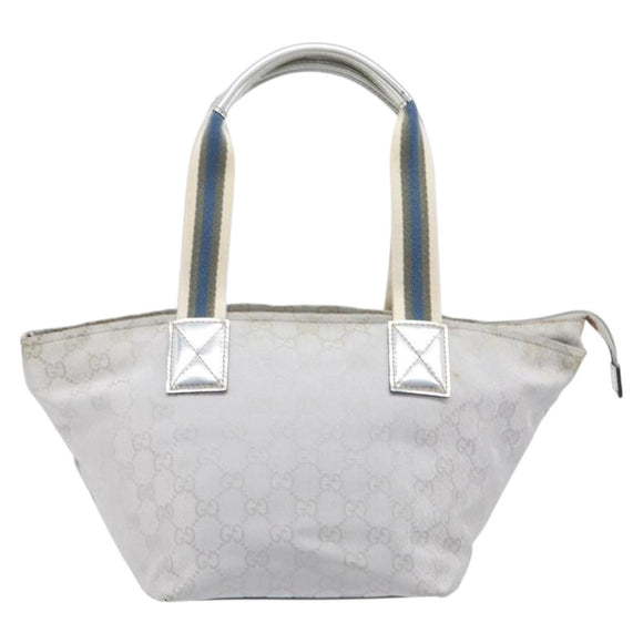 GUCCI GG Canvas Web Sherry Line Hand Bag Silver 131228 Auth ep16492