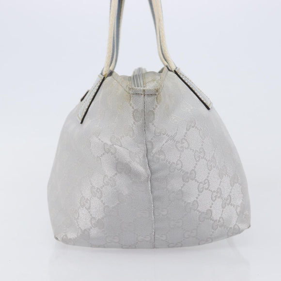 GUCCI GG Canvas Web Sherry Line Hand Bag Silver 131228 Auth ep16492