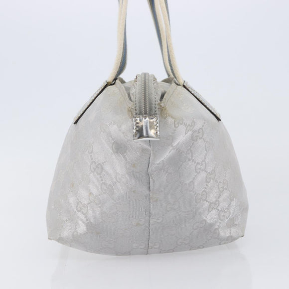 GUCCI GG Canvas Web Sherry Line Hand Bag Silver 131228 Auth ep16492
