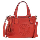 GUCCI Soho Hand Bag Leather 2way Orange Gold 308362 Auth ep16493A-1