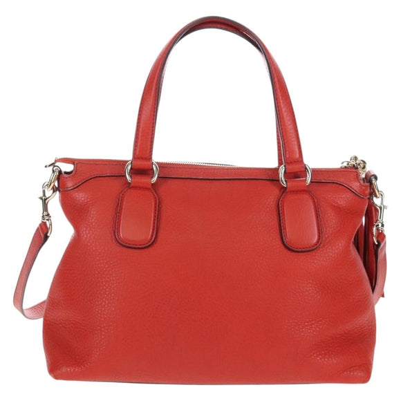 GUCCI Soho Hand Bag Leather 2way Orange Gold 308362 Auth ep16493A