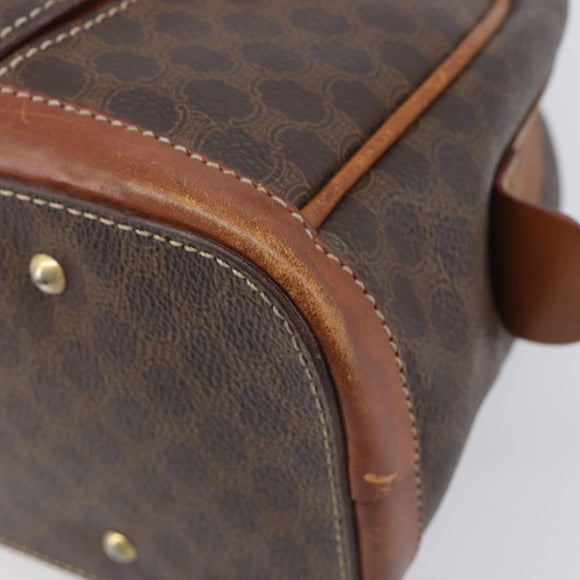 CELINE Macadam Canvas Hand Bag PVC Leather Brown Gold Auth ep16496
