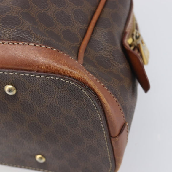 CELINE Macadam Canvas Hand Bag PVC Leather Brown Gold Auth ep16496