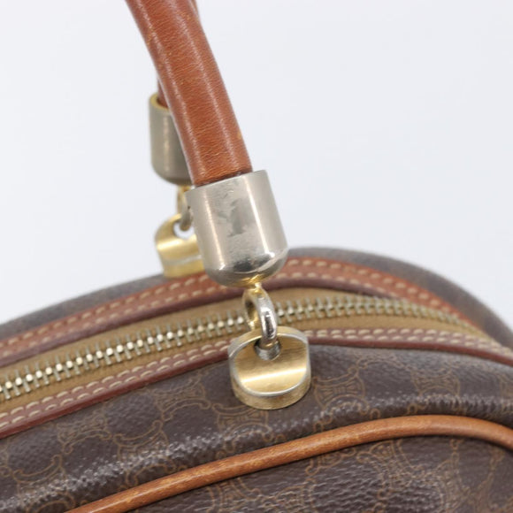 CELINE Macadam Canvas Hand Bag PVC Leather Brown Gold Auth ep16496