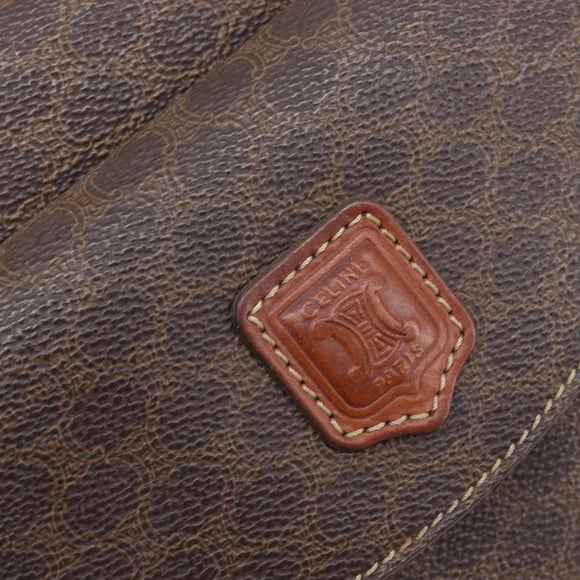 CELINE Macadam Canvas Hand Bag PVC Leather Brown Gold Auth ep16496