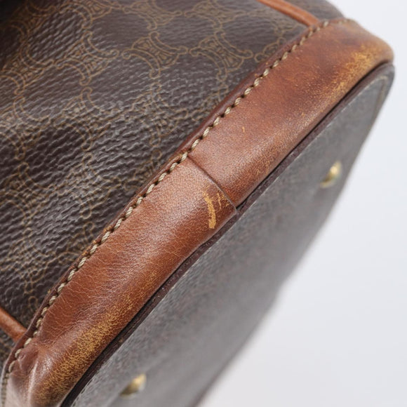 CELINE Macadam Canvas Hand Bag PVC Leather Brown Gold Auth ep16496