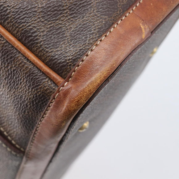 CELINE Macadam Canvas Hand Bag PVC Leather Brown Gold Auth ep16496