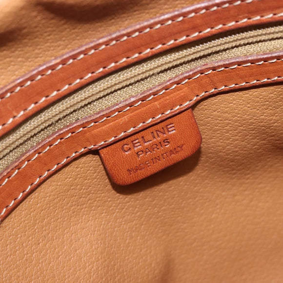 CELINE Macadam Canvas Hand Bag PVC Leather Brown Gold Auth ep16496