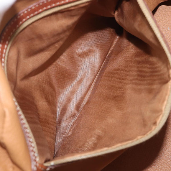CELINE Macadam Canvas Hand Bag PVC Leather Brown Gold Auth ep16496