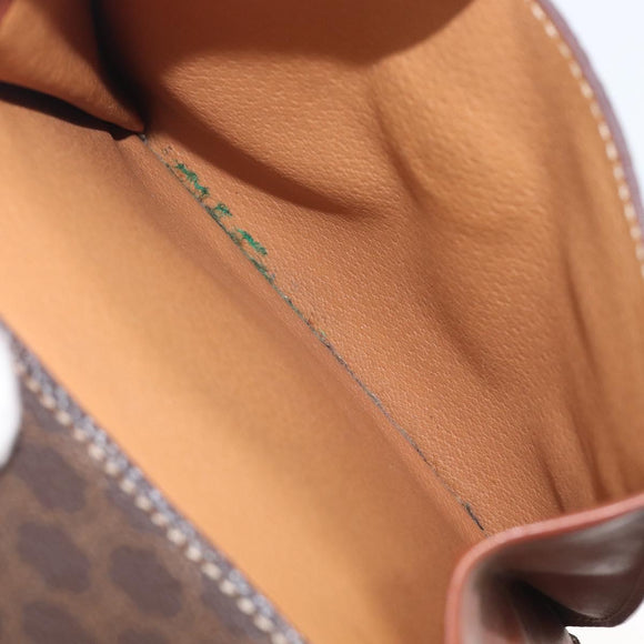 CELINE Macadam Canvas Hand Bag PVC Leather Brown Gold Auth ep16496