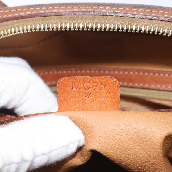 CELINE Macadam Canvas Hand Bag PVC Leather Brown Gold Auth ep16496
