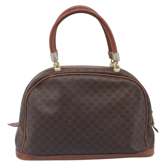 CELINE Macadam Canvas Hand Bag PVC Leather Brown Gold Auth ep16496
